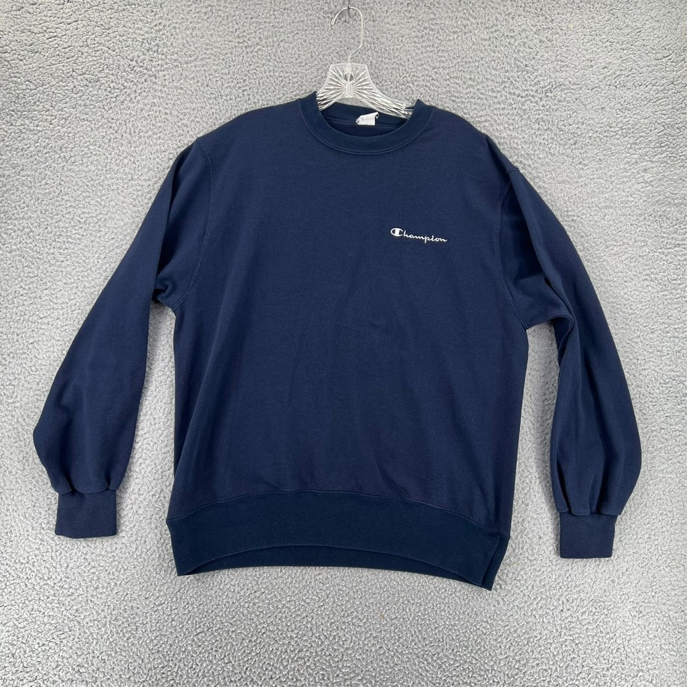 Vintage Champion Adult Sweatshirt Size Large Blue Made In USA Blank 80s